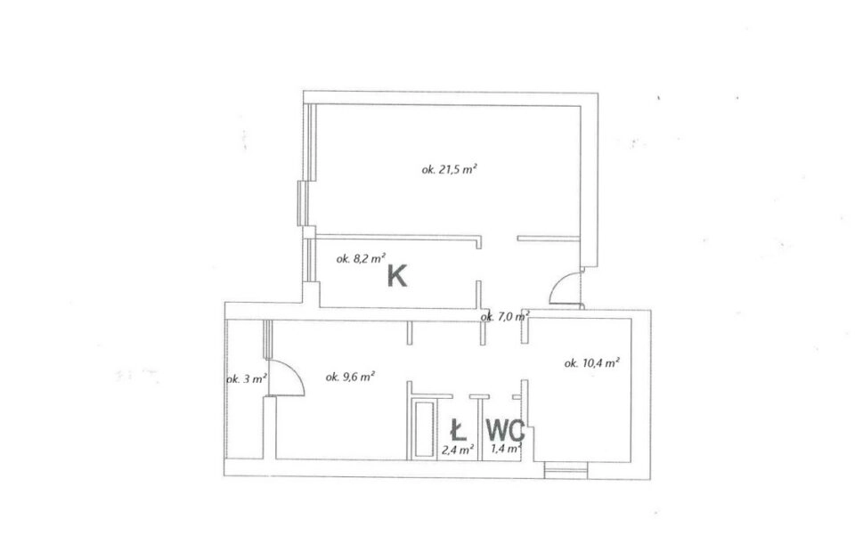 3pokoje, balkon, oddzielna kuchnia |  Do remontu.