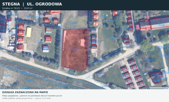 Działka 2243 m² w Stegnie– z pozwoleniem na budowę