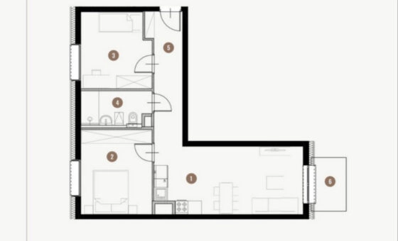 Łódź ul. Tuwima, 3 pok. Stan deweloperski 56,35 m2