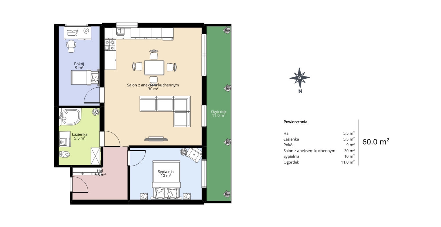 GDAŃSK Jasień| 60m2, 3 pokoje, OGRÓDEK|2xHala