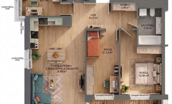 4 pok. PKM zachód 80m2 balkon