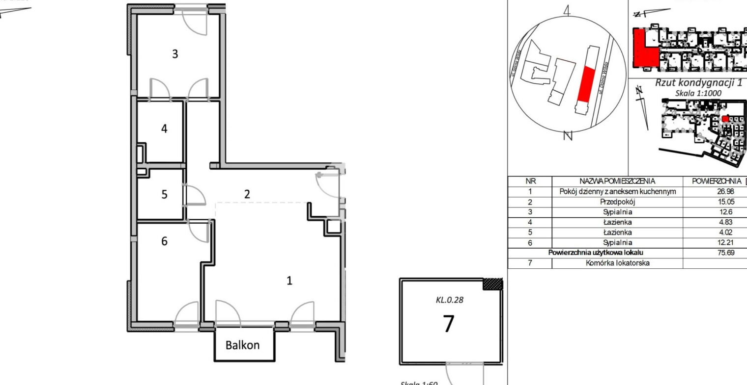 3-pokojowy apartament 76m2 + balkon Bez Prowizji