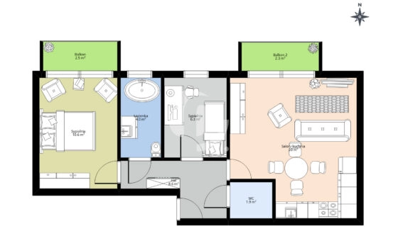 Kameralne osiedle, blisko SKM, 3-pokoje, 2 balkony