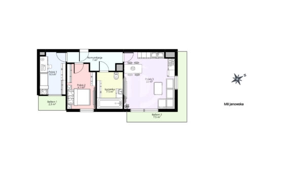 Duże 3 pokoje | Dwa Balkony | Gdynia Janowska 44