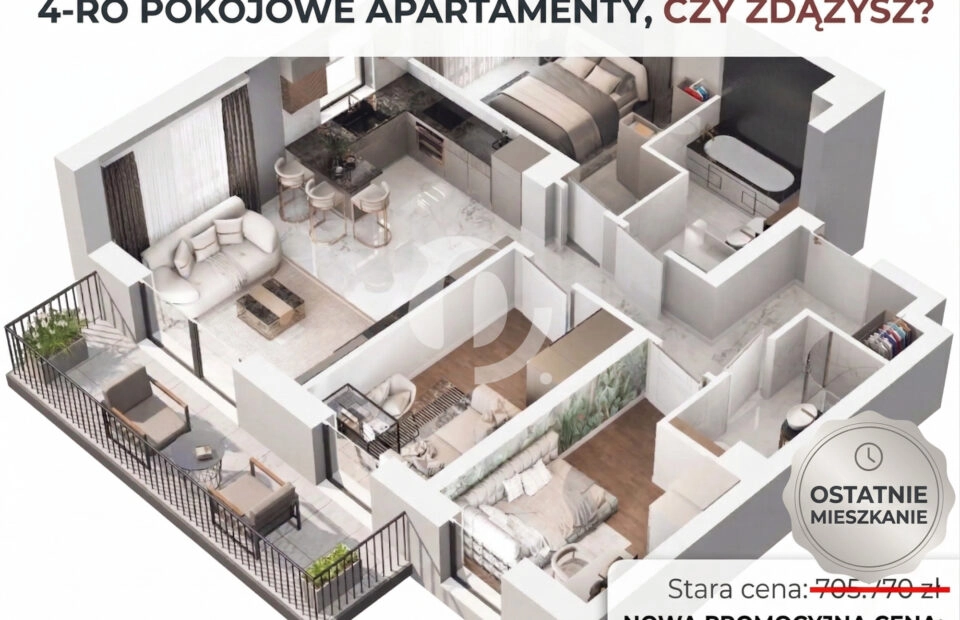 Narożne 4 pok. południe duży balkon las Gdynia