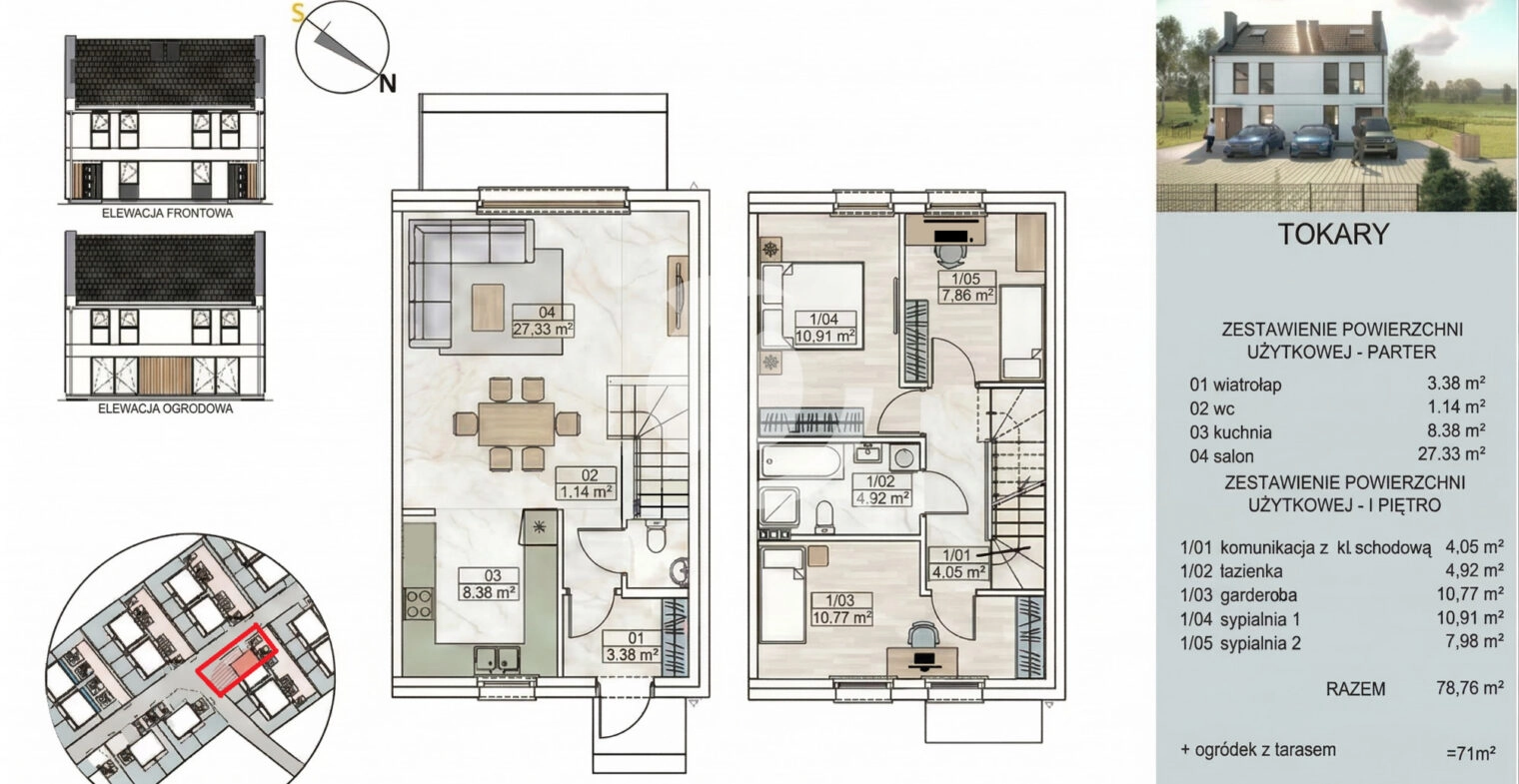 GOTOWY bliźniak 79m² Tokary 2 parkingi ogródek