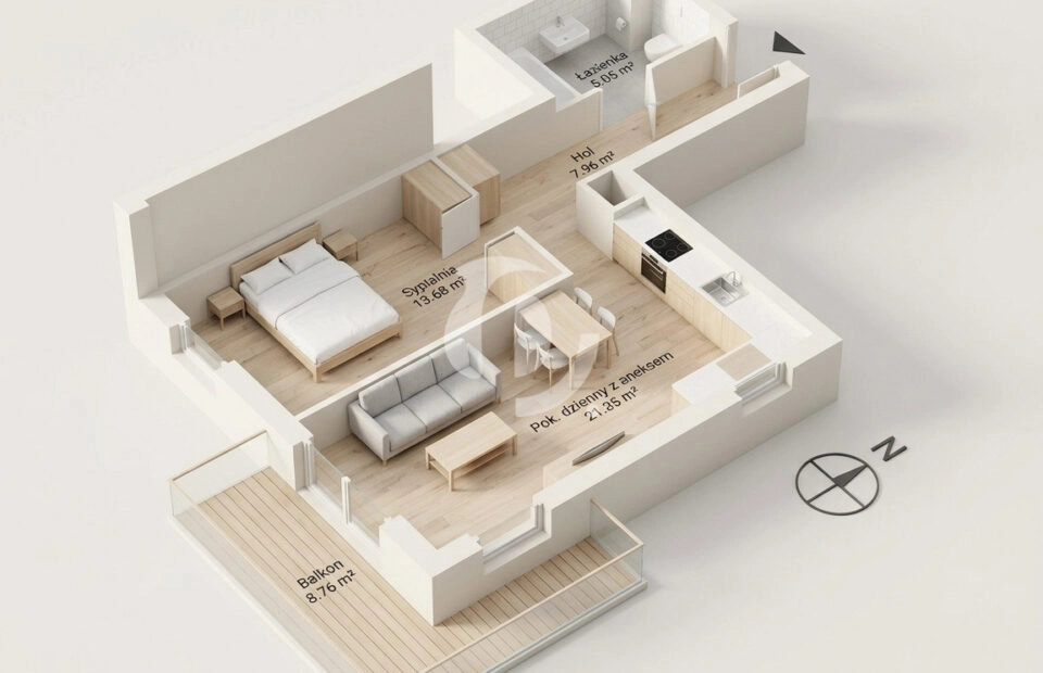 2 pokoje, 52,04m2, 2 miejsca postojowe, komórka