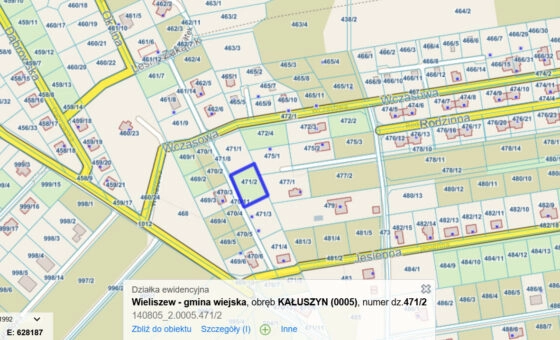Działka 1107m2 - MPZP - Kałuszyn gmina Wieliszew