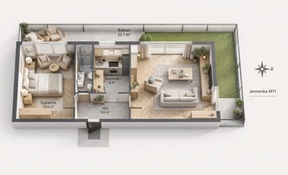2 pokoje|balkon| blisko SKM| osobna kuchnia