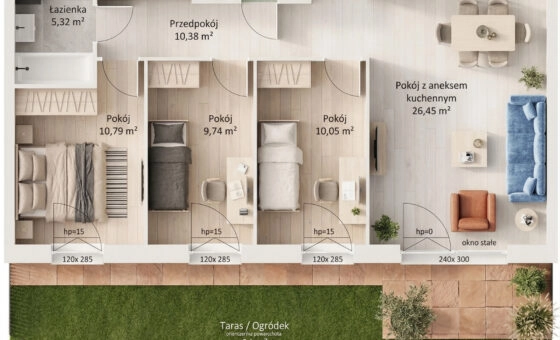 Piękny apartament zachód ogród 34m2