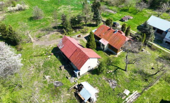 Siedlisko z drewnianym domem w Kobylanach.