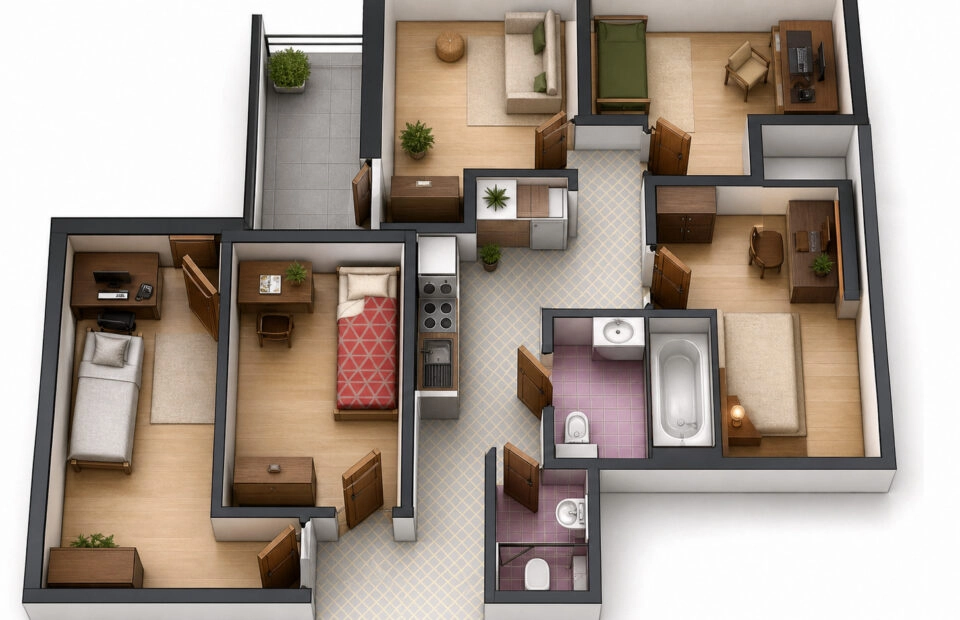 5 niezależnych pokoi | 69 m² | 11 piętro | Balkon