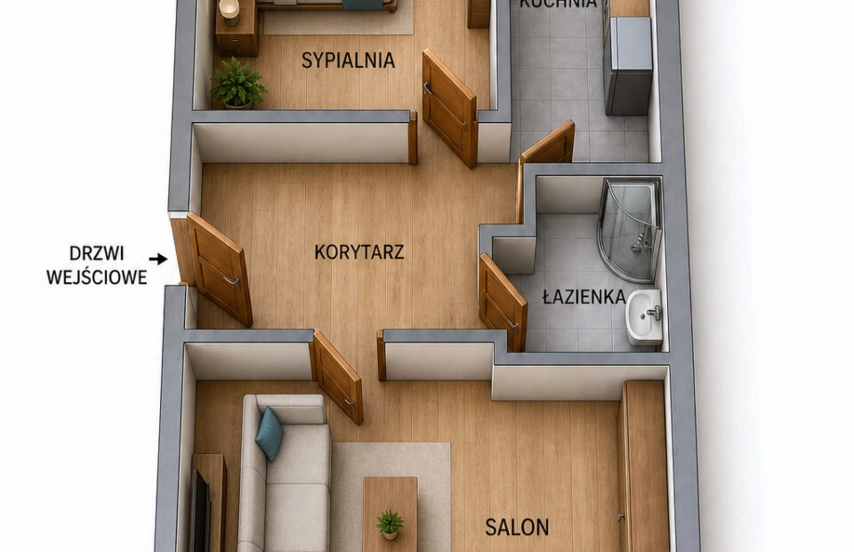2-pokojowe mieszkanie z osobną kuchnią i balkonem