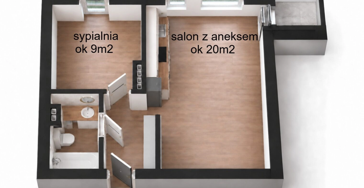 Wykończone 2 pokoje z balkonem | winda, rolety